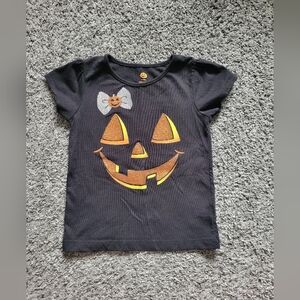 Black Halloween Pumpkin T-Shirt Glitter Face Size 4T